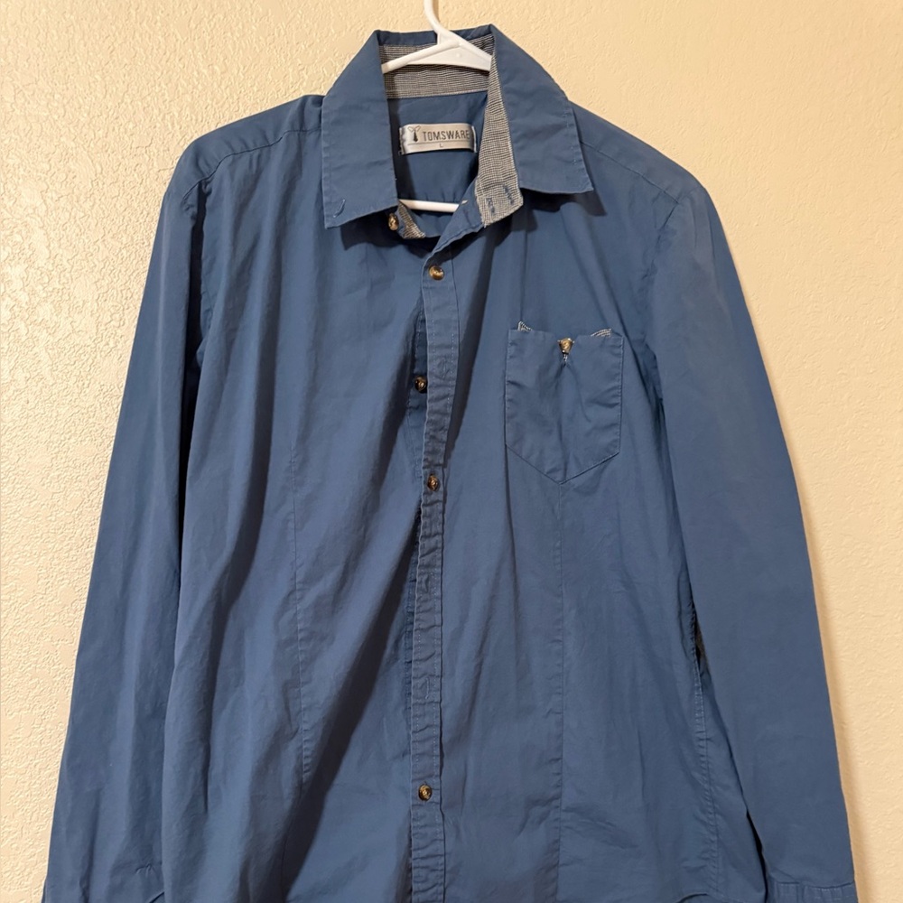 Blue Tomswar Long-sleeve Button-down Shirt Size Large Men's Size Large